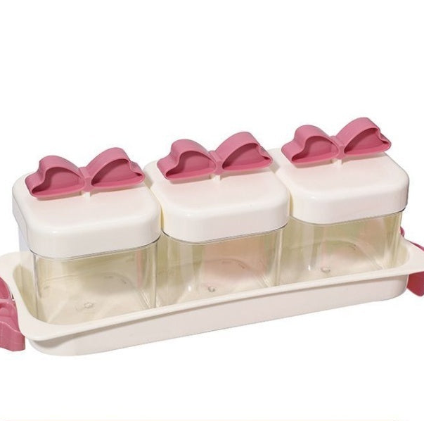 4-Compartment Spice Jar Set with Spoons & Tray
