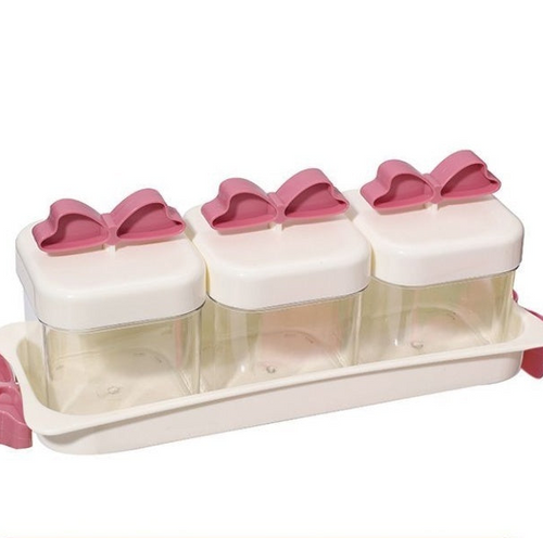 4-Compartment Spice Jar Set with Spoons & Tray